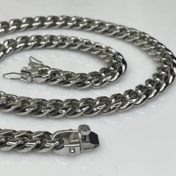 Miami Cuban Curb Link Chain Necklace 316L Stainless Steel - Picture 6 of 11